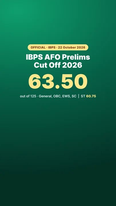 IBPS AFO Prelims Cut Off 2026 Short: 63.50