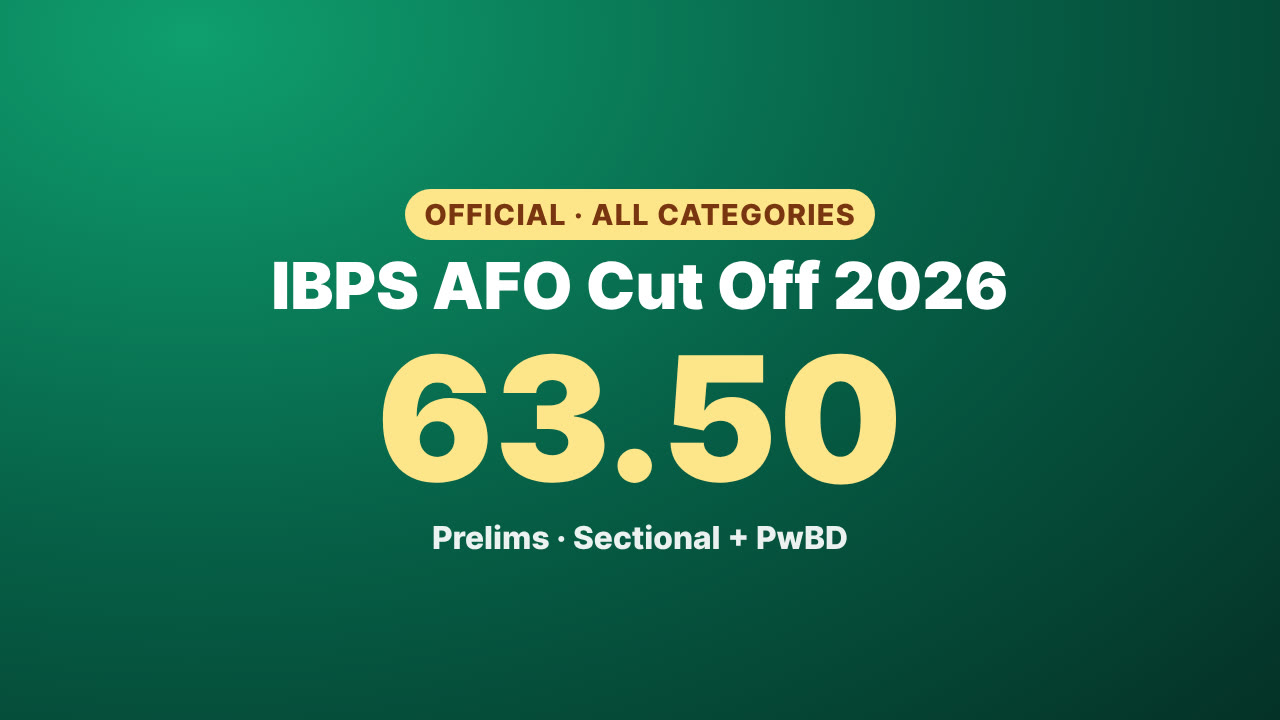 IBPS AFO Cut Off 2026: 63.50, official, all categories